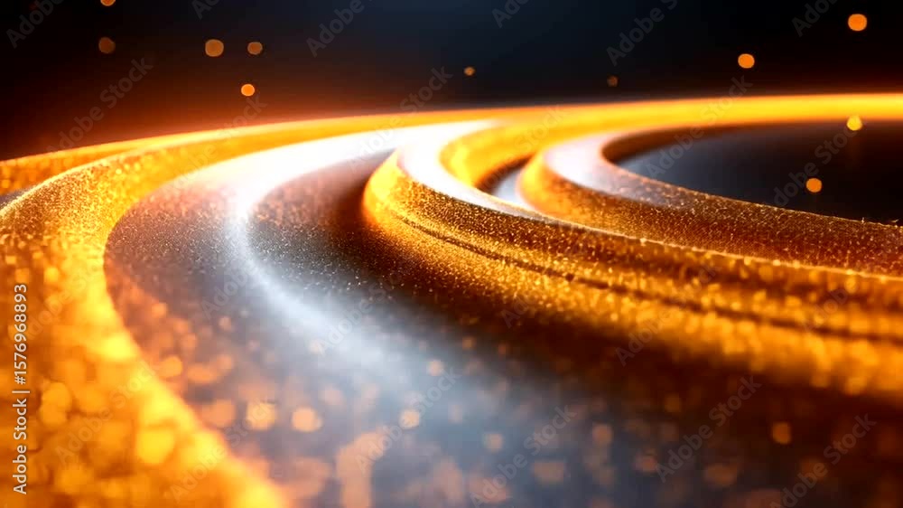 Poster abstract elegant gold rings with bokeh particles background for futuristic tech design