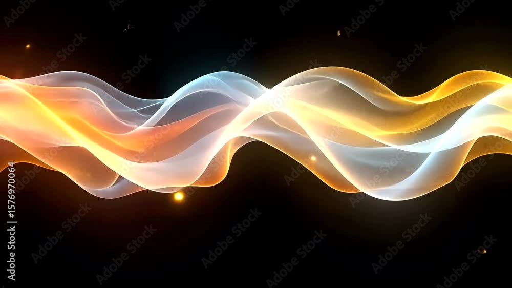 Poster abstract energy waves glowing with particles on a black background looping animation