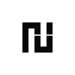 Letter NU UN N U square geometric symbol simple logo vector
