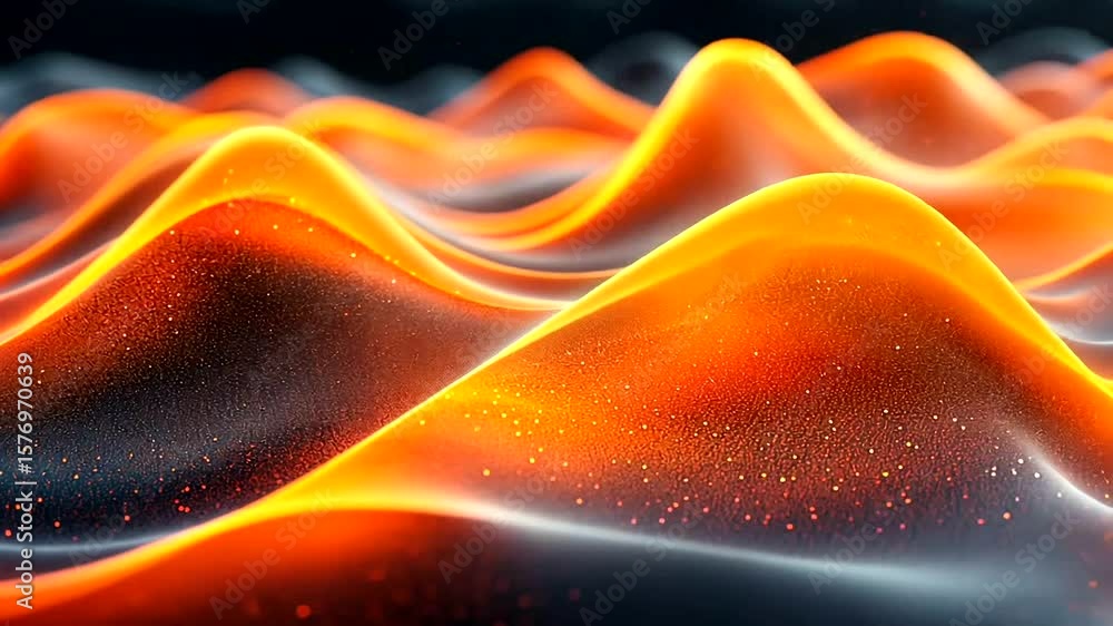 Aufkleber abstract fiery waves background with glowing lines and particles resembling lava flow