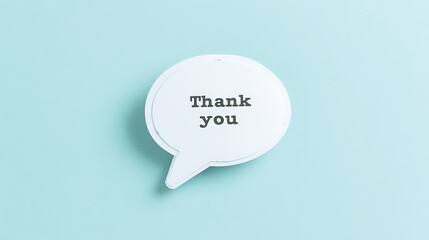 Simple white speech bubble with the words thank you.