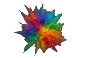 Colorful powder exploding, creating a vibrant spectrum on a transparent background, perfect for adding a burst of color to any project