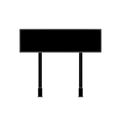 Blank black road sign on two poles on a transparent background
