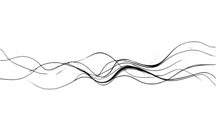 Abstract black wavy lines on a transparent background in a minimalist style