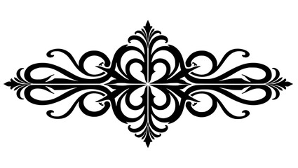 Ornate black swirl pattern in vintage style on transparent background 