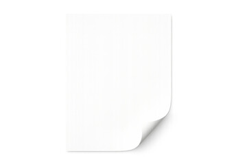 White paper sheet folding at corner, transparent background, ready for custom design or text overlay