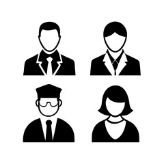 Fototapeta premium Set of Professional Icon Portraits – Minimalist Black-and-White Avatars of Diverse Occupations