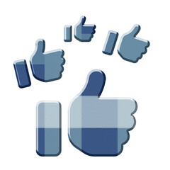 3d Dark blue checkered pattern thumb up or like  icon