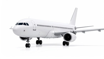 Modern jetliner, white, isolated
