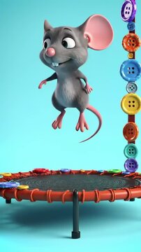 Cute Mouse Jumping Trampoline Buttons.