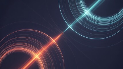 Glowing rings in blue and orange create a futuristic abstract background for technology or design concepts.