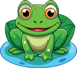 green frog with a smile