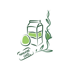 Milk and egg vector icon in doodle style. Vector logo of dairy products in doodle style. Only healthy food. Also this illustration can be used as a sticker for products. 