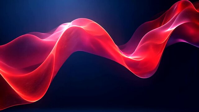 Abstract flowing red wave on dark blue background visual effects element