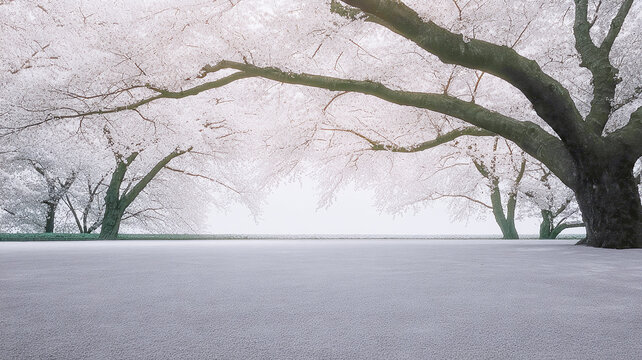 Open Space and Solitary Cherry Blossom Tree 