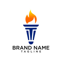 A stylized torch with flame, ideal for educational institutions, leadership programs, or motivational brands