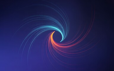 Mesmerizing abstract art features a swirling vortex of vibrant blue and red light trails against a deep blue backdrop.