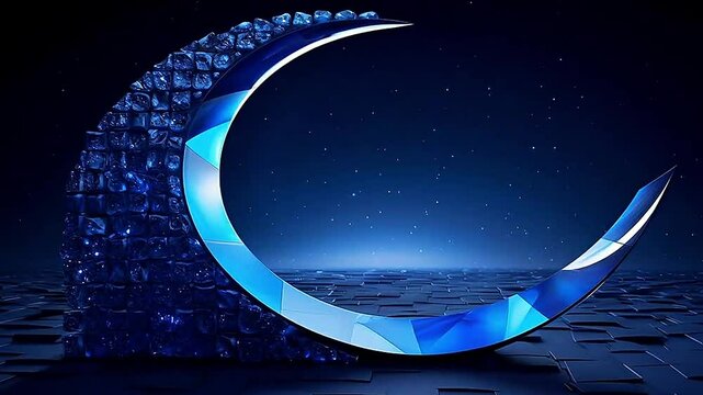 Crescent moon in Delfts Blauw highly detailed, cinematic lighting,ai generatif