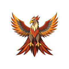 Obraz premium Majestic fiery phoenix with wings spread wide