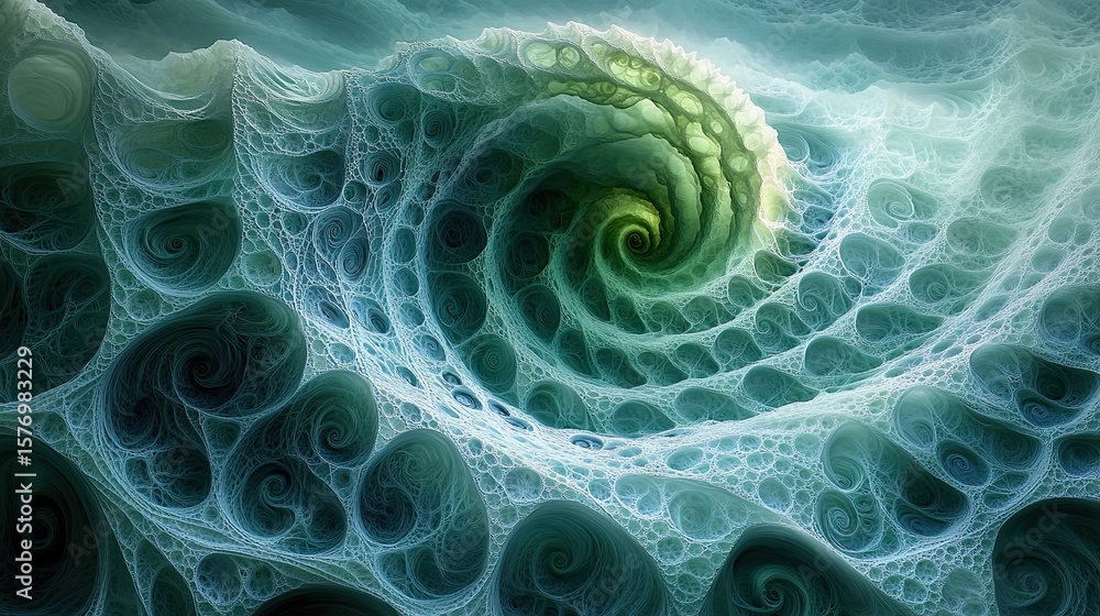Poster intricate spiral pattern within a textured surface.