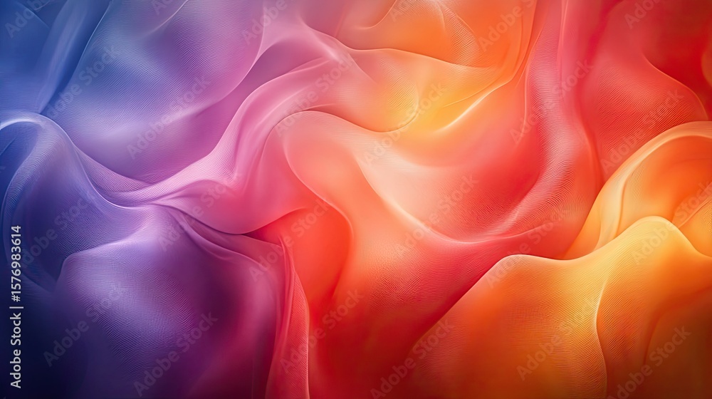 Poster vibrant color gradient in flowing fabric texture.