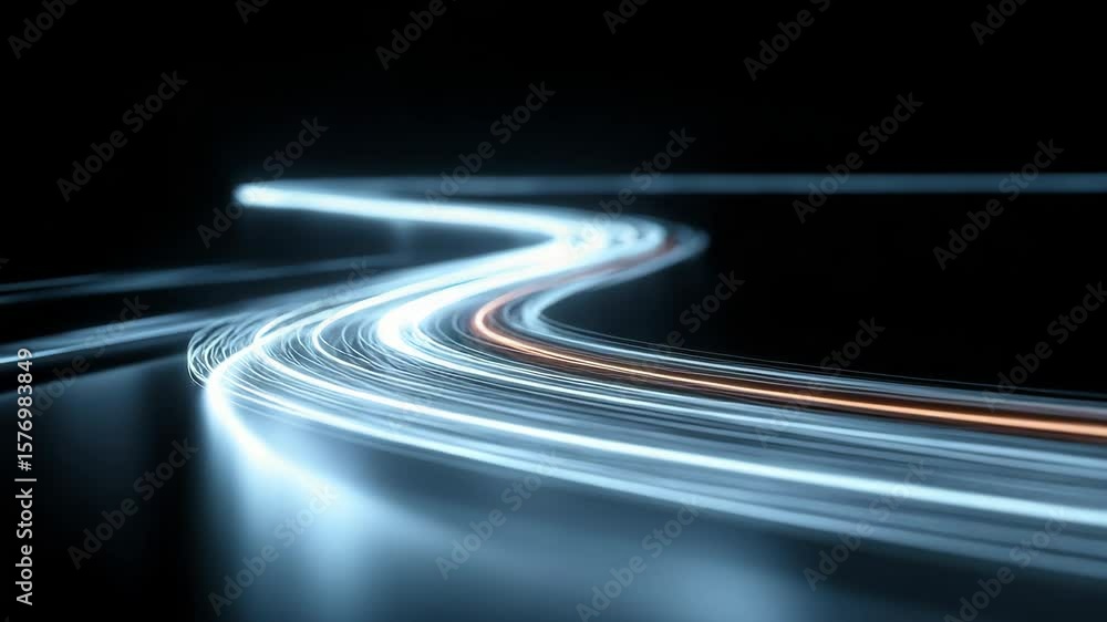 Poster dynamic light trails on a night road creating a sense of speed and motion