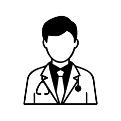 Fototapeta premium Simple Line Art Illustration of Male Doctor – Minimalist Medical Icon in Black and White