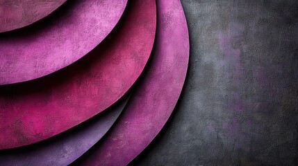 Layered circular forms in shades of magenta and violet.