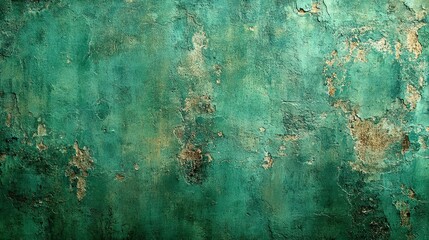 Textured teal green wall with peeling paint.