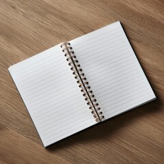 A blank spiral notebook awaits creative ideas and thoughts.