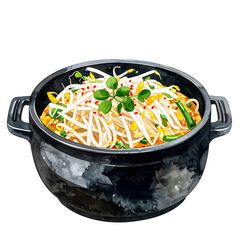 한국식 뜨겁고 맛있는 전통 콩나물 국밥