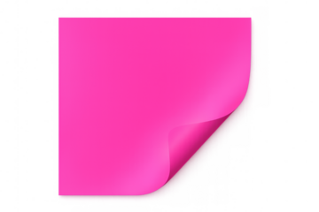 Curled pink sticky note with blank space, positioned against transparent backdrop for custom messaging
