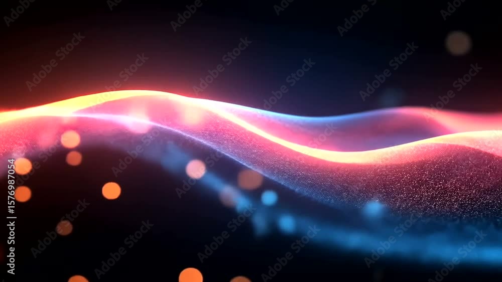 Poster abstract futuristic neon wave background with dynamic particles and glowing lights