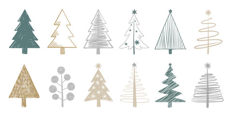  Christmas Tree Vector with Snow-Dusted Branches, Ornaments, Twinkling Lights, Star Topper, Ribbons, Festive Garlands and Holiday Charm for Seasonal Design and Decoration

