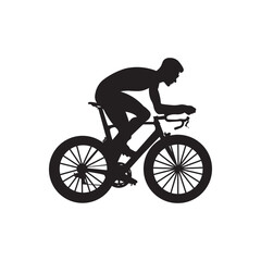 Naklejka premium Pro road racer silhouette. cyclist in full aero tuck racing on a sleek road bike. 