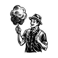 A sketchy style illustration showing cotton candy