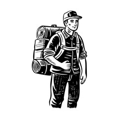 A vintage style illustration showing adventurer