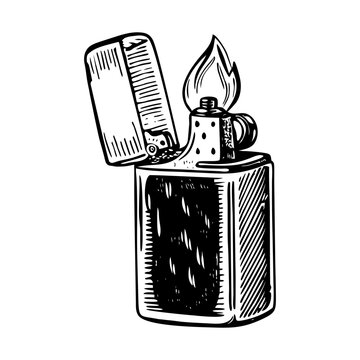 A vintage style illustration showing lighter