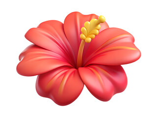 Vibrant red hibiscus flower isolated on transparent background