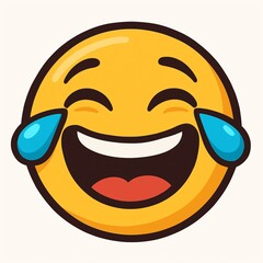 Laughing emoji with tears of joy, vector illustration.Face with tears of joy emoji, high quality, isolated on white background