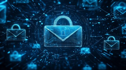 Encrypted Email Technology: Secure Digital Communication Concept Illustration