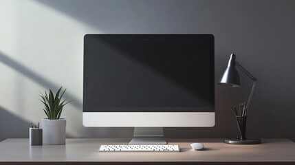 Minimalist workspace featuring a sleek computer setup with natural light