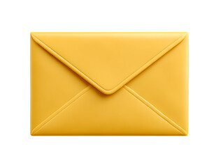 A closed yellow envelope with a crisp angled flap isolated on transparent background