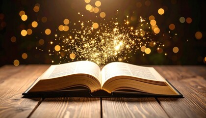 Open book with magical sparks