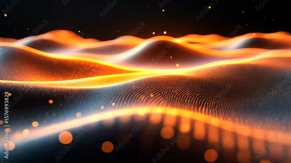 Poster abstract glowing wave background with particle effects for technology and design