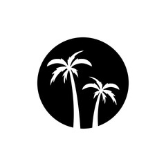 Palm tree circle icon isolated on white background