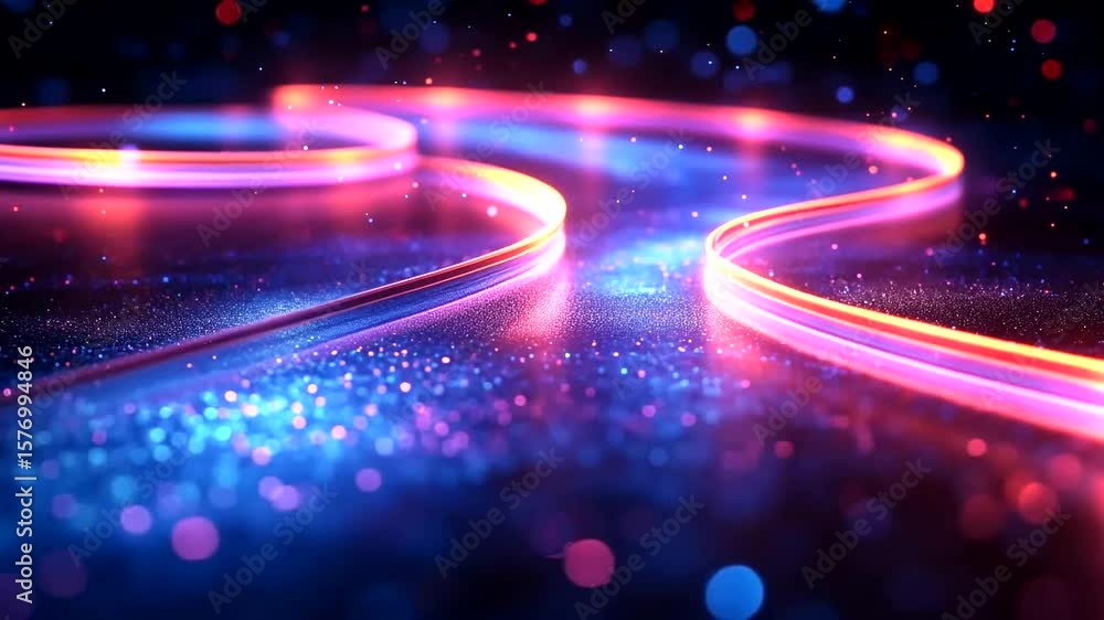 Poster abstract glowing wavy lines with bokeh effect: futuristic technology background concept