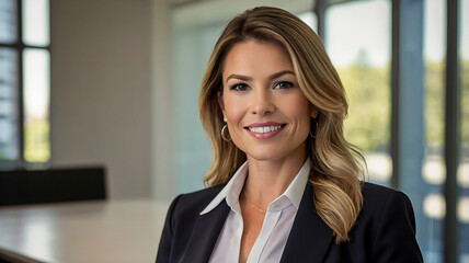 Professional business woman portrait confident businesswoman office attire corporate executive leadership image.