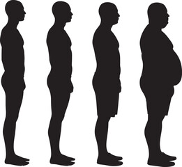 Weight Gain Stages in Men Silhouette