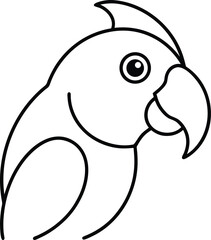 parrot head icon line art vector illustration on transparent background